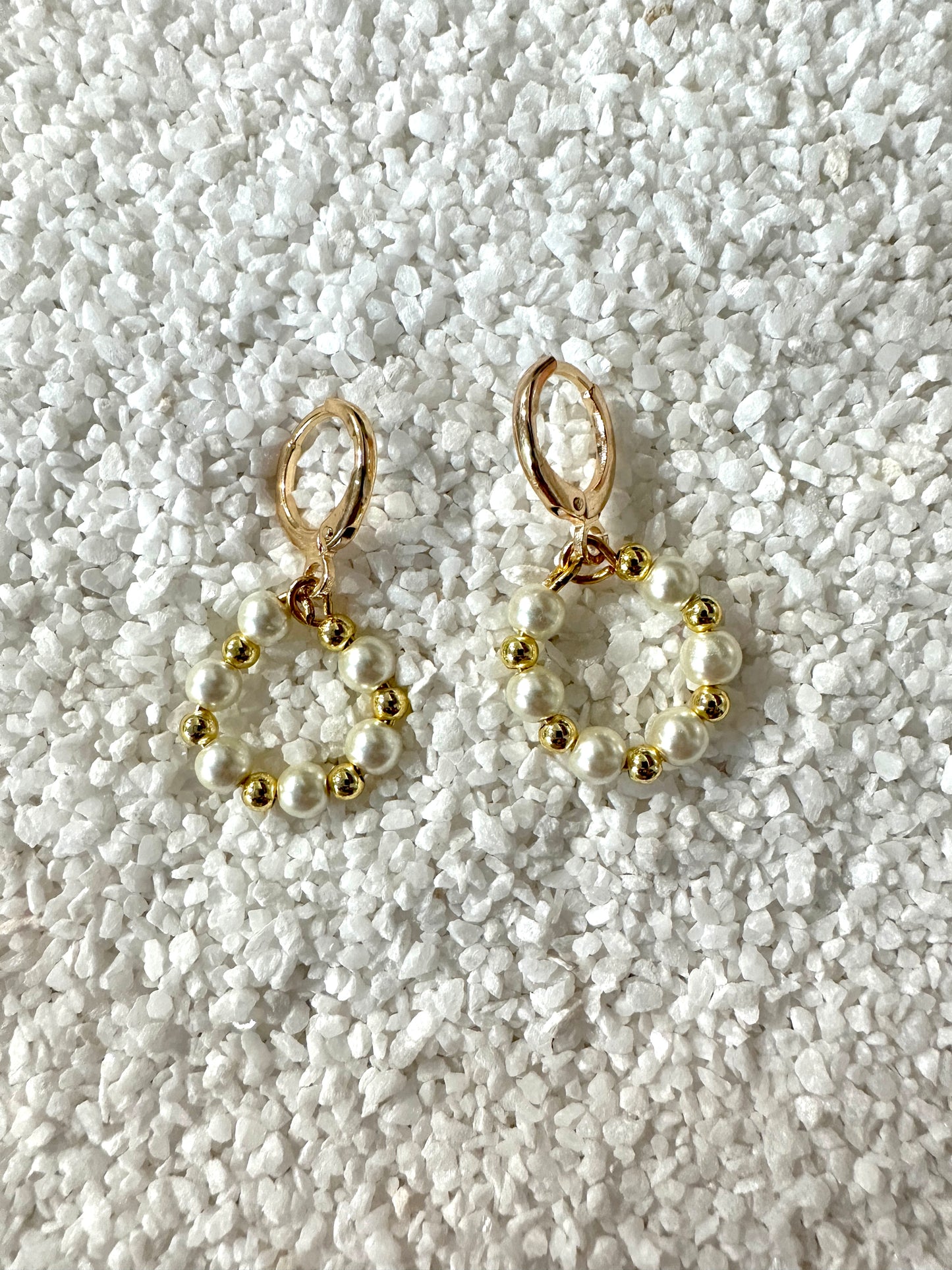 Gold Pearl Hoops